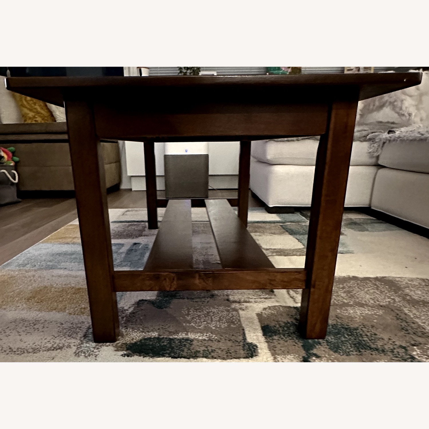 Jordan's Furniture Dark Brown Wood Coffee Table - image-2