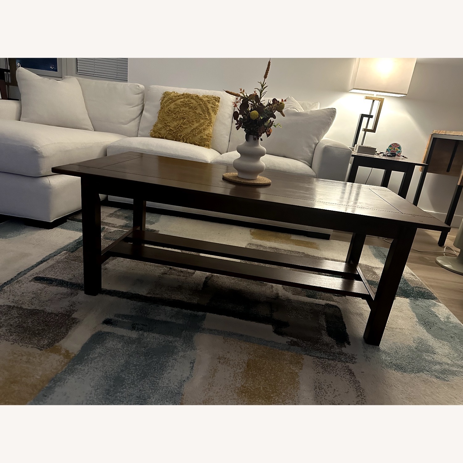 Jordan's Furniture Dark Brown Wood Coffee Table - image-1