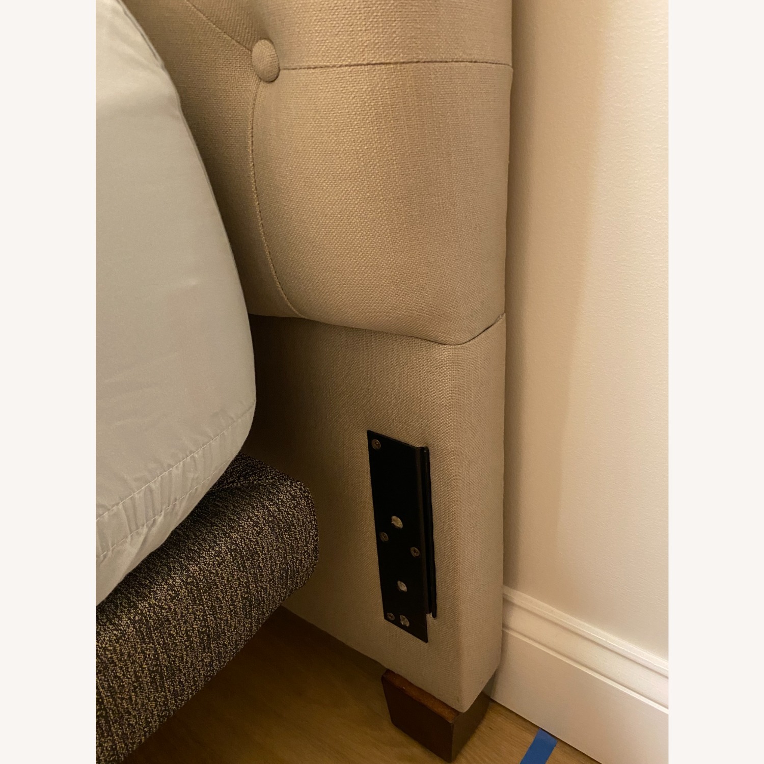 Pottery Barn Silver Taupe Linen Queen Headboard - image-6