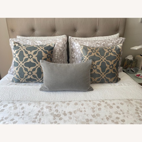 Used Room & Board Blue Patterned Decorative Pillow for sale on AptDeco