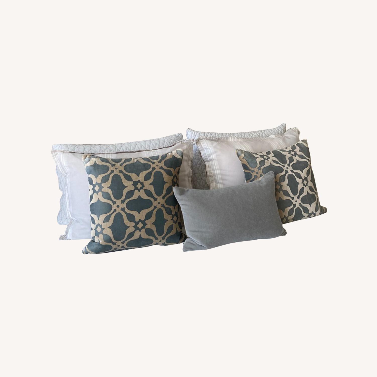 Room & Board Blue Patterned Decorative Pillow - image-0