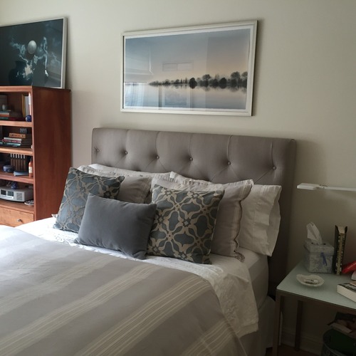 Used Room & Board Blue Patterned Decorative Pillow for sale on AptDeco