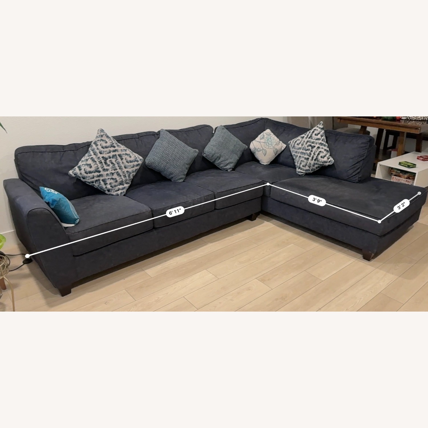 Blue Fabric 3+ Seater Sofa - image-3