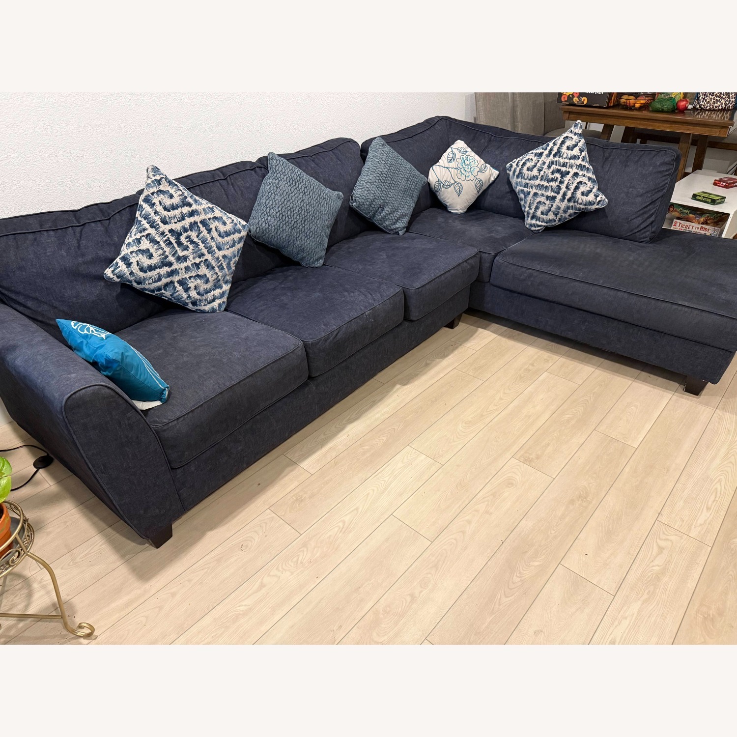 Blue Fabric 3+ Seater Sofa - image-2