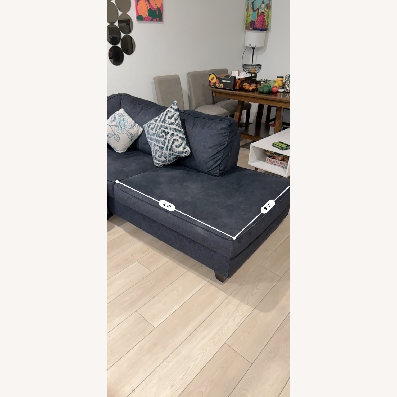 Blue Fabric 3+ Seater Sofa - image-5