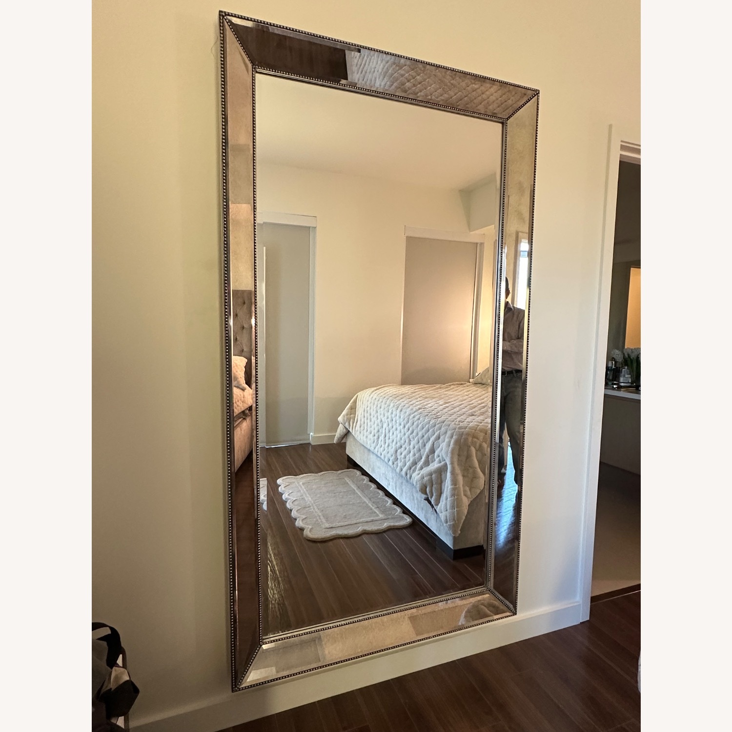4 Light Gray Metal Wall Mirror - image-1