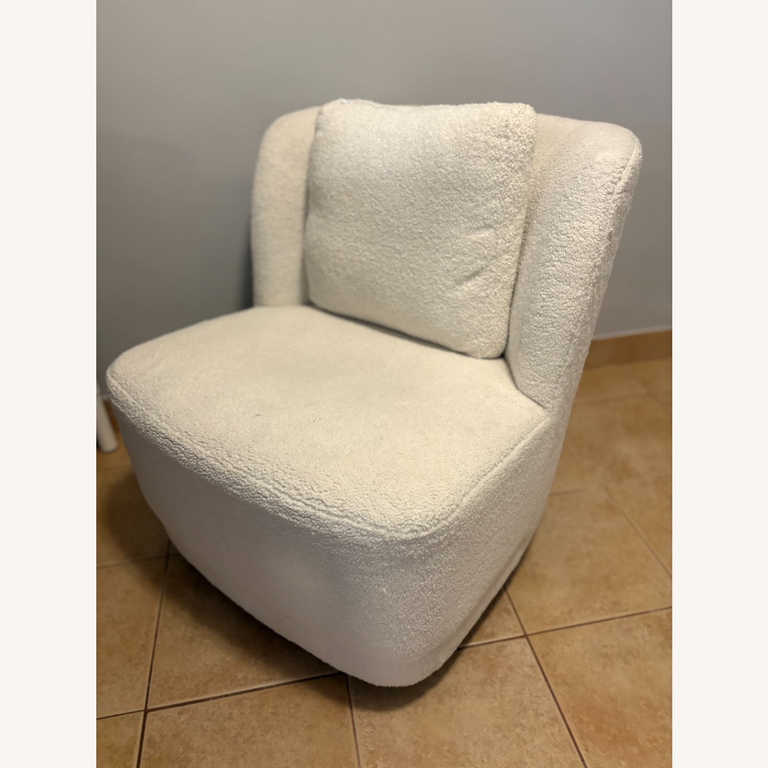 Wayfair Boucle White Swivel Armless Accent Chair - image-3