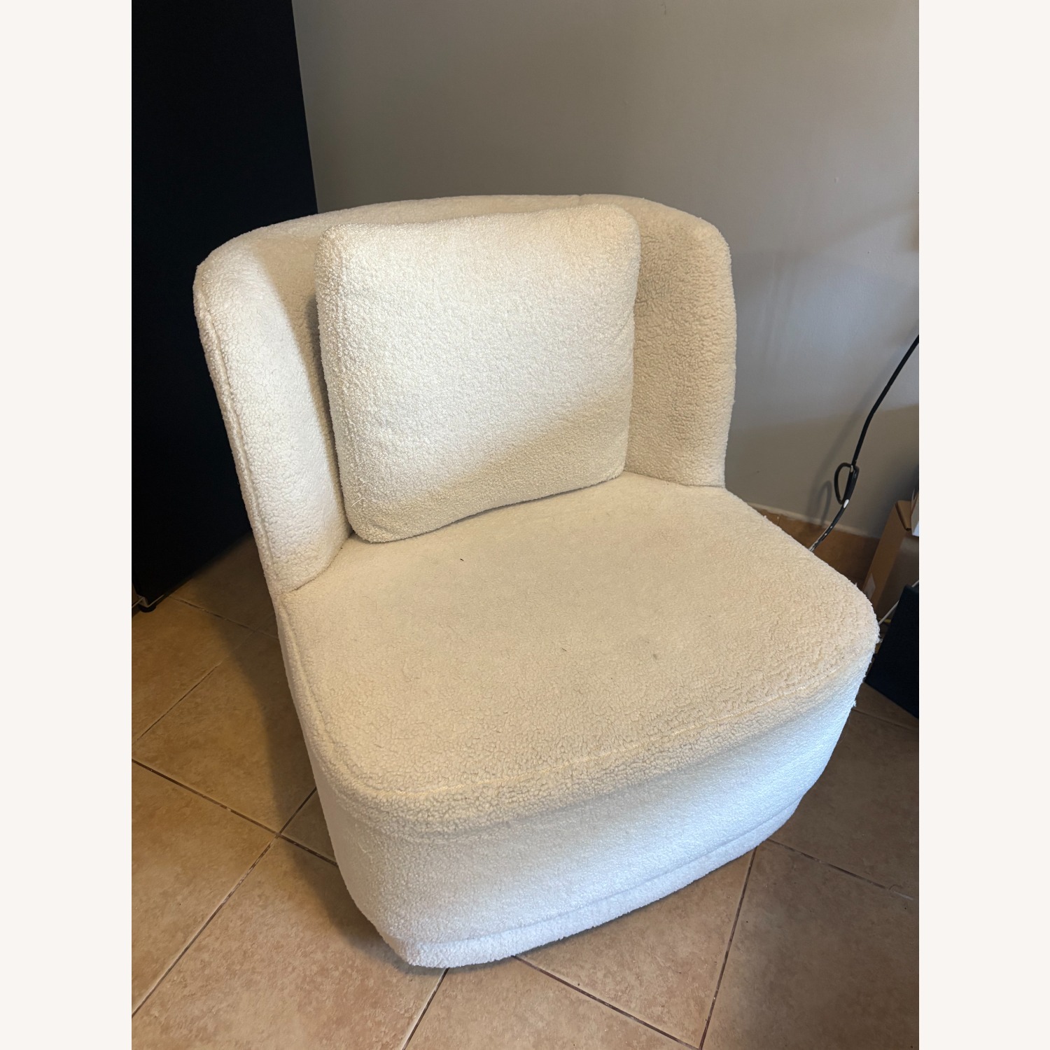 Wayfair Boucle White Swivel Armless Accent Chair - image-2