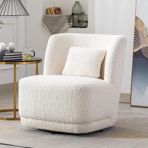 Used Wayfair Boucle White Swivel Armless Accent Chair for sale on AptDeco