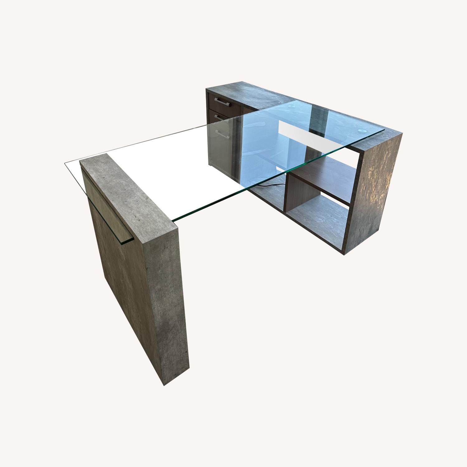 Light Brown Glass Desk - image-0