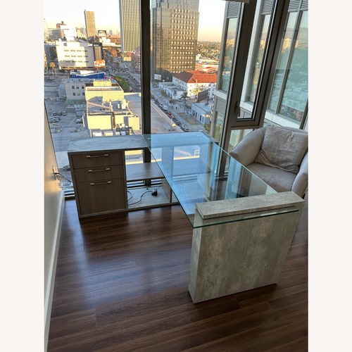 Used Light Brown Glass Desk for sale on AptDeco