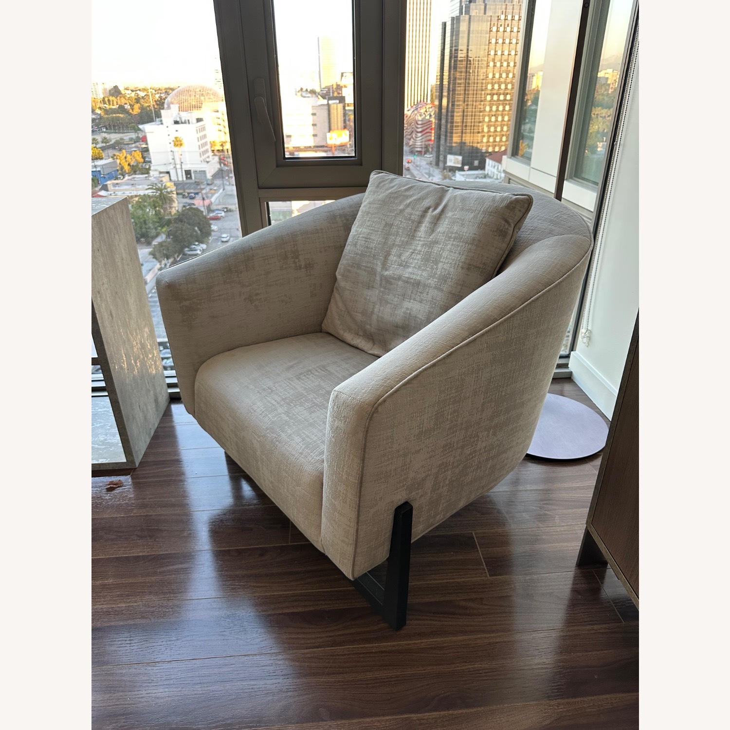 Light Gray Fabric Armchair - image-1