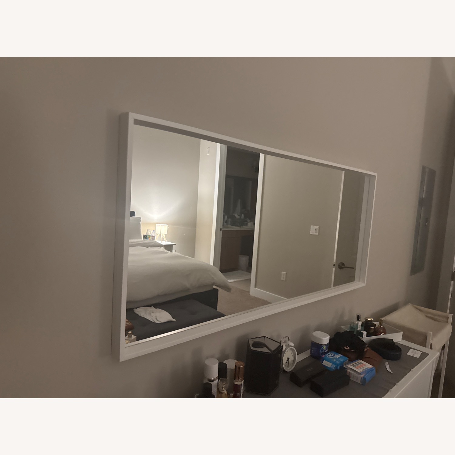 IKEA White Wood Wall Mirror - image-2