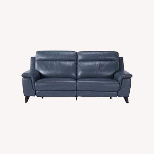 Used Living Spaces Blue Leather 3+ Seater Sofa for sale on AptDeco