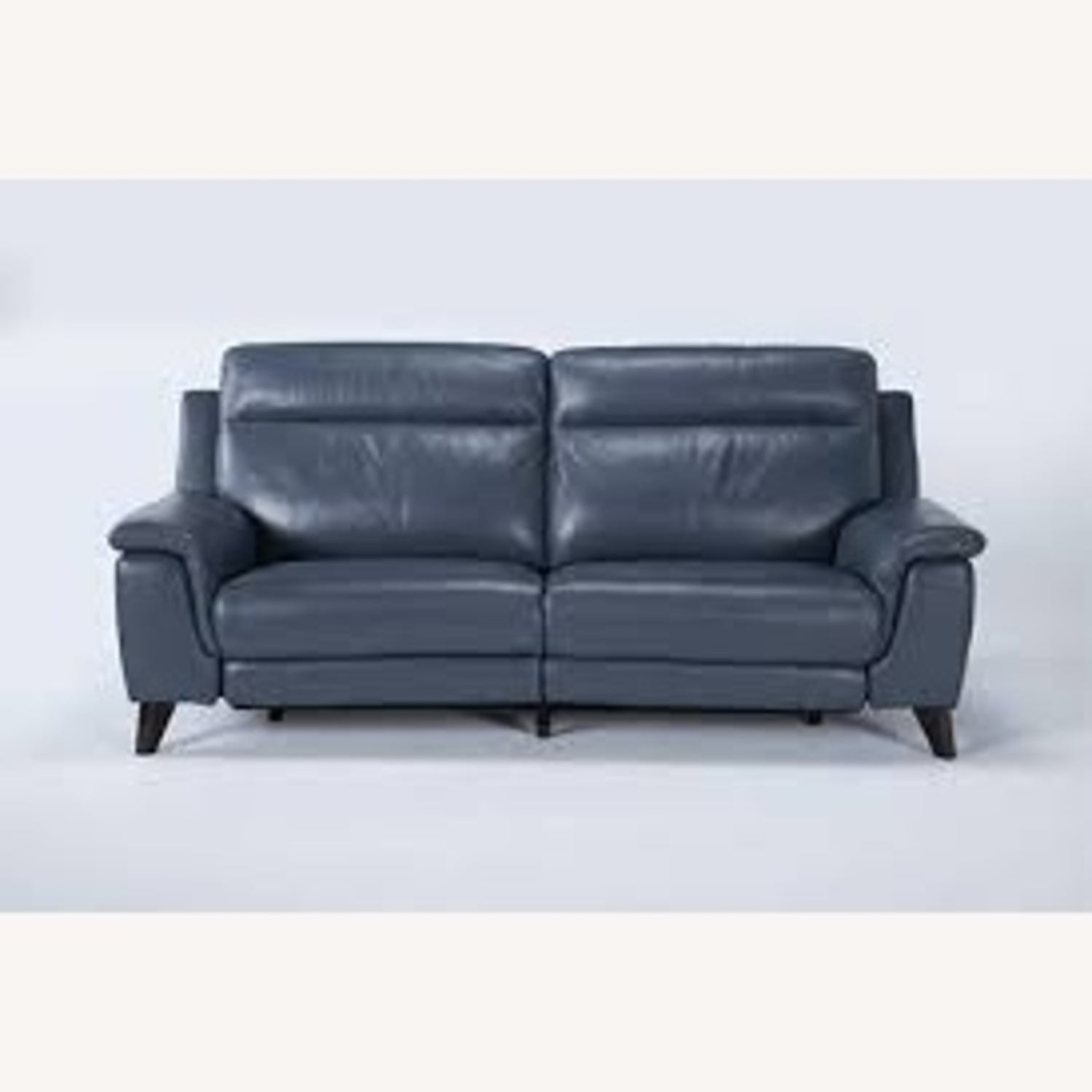 Living Spaces Blue Leather 3+ Seater Sofa - image-0