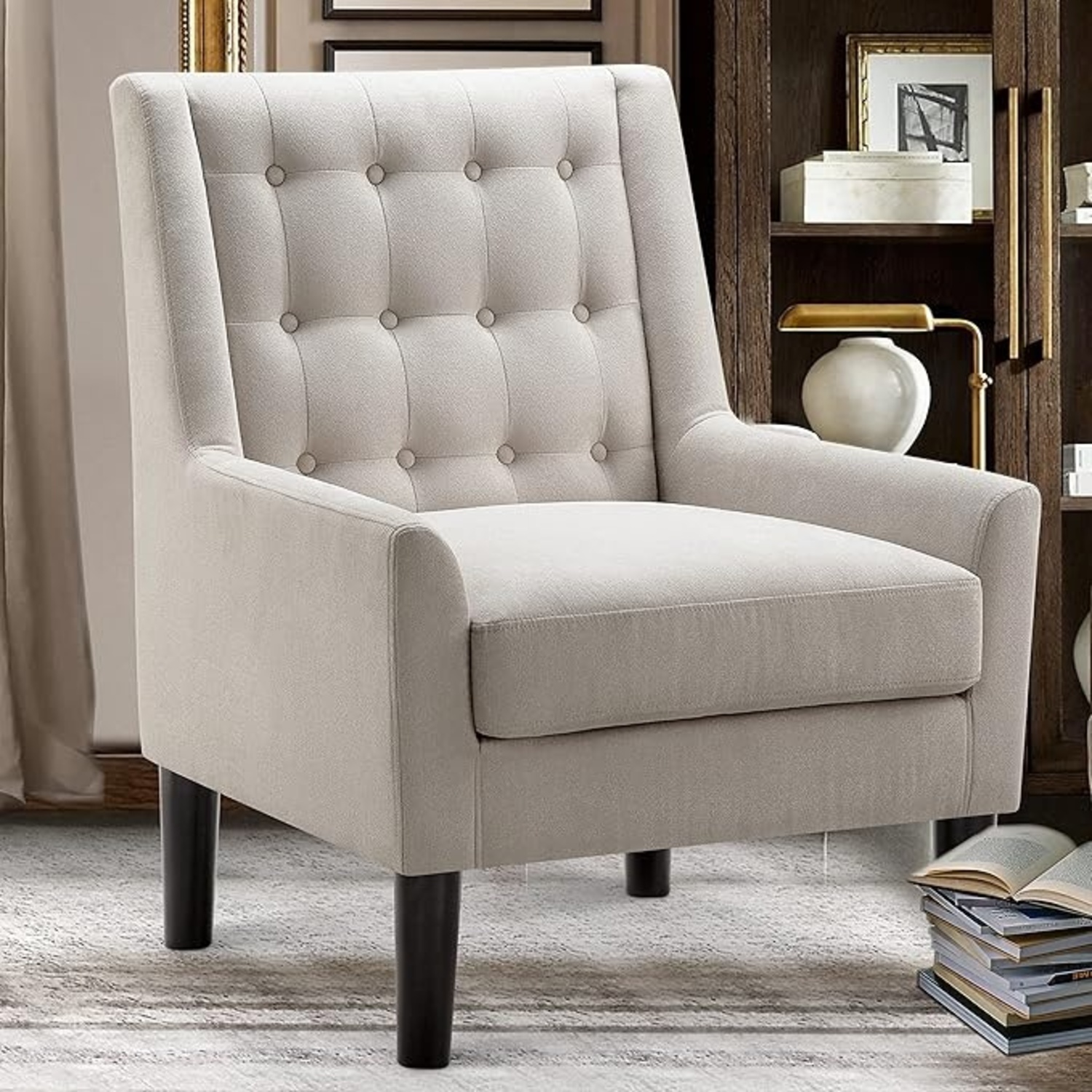Light Gray Fabric Armchair - image-0