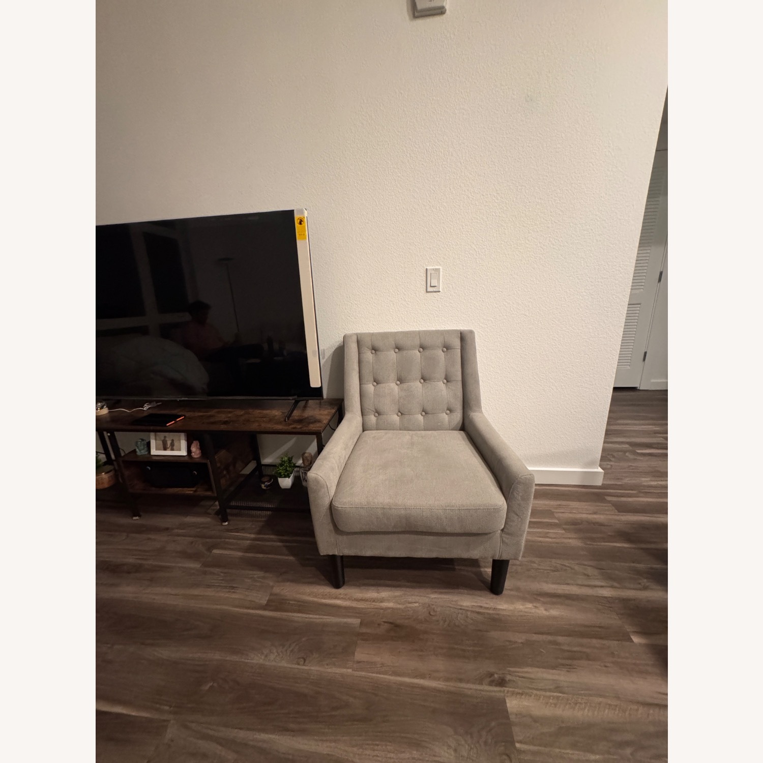 Light Gray Fabric Armchair - image-2