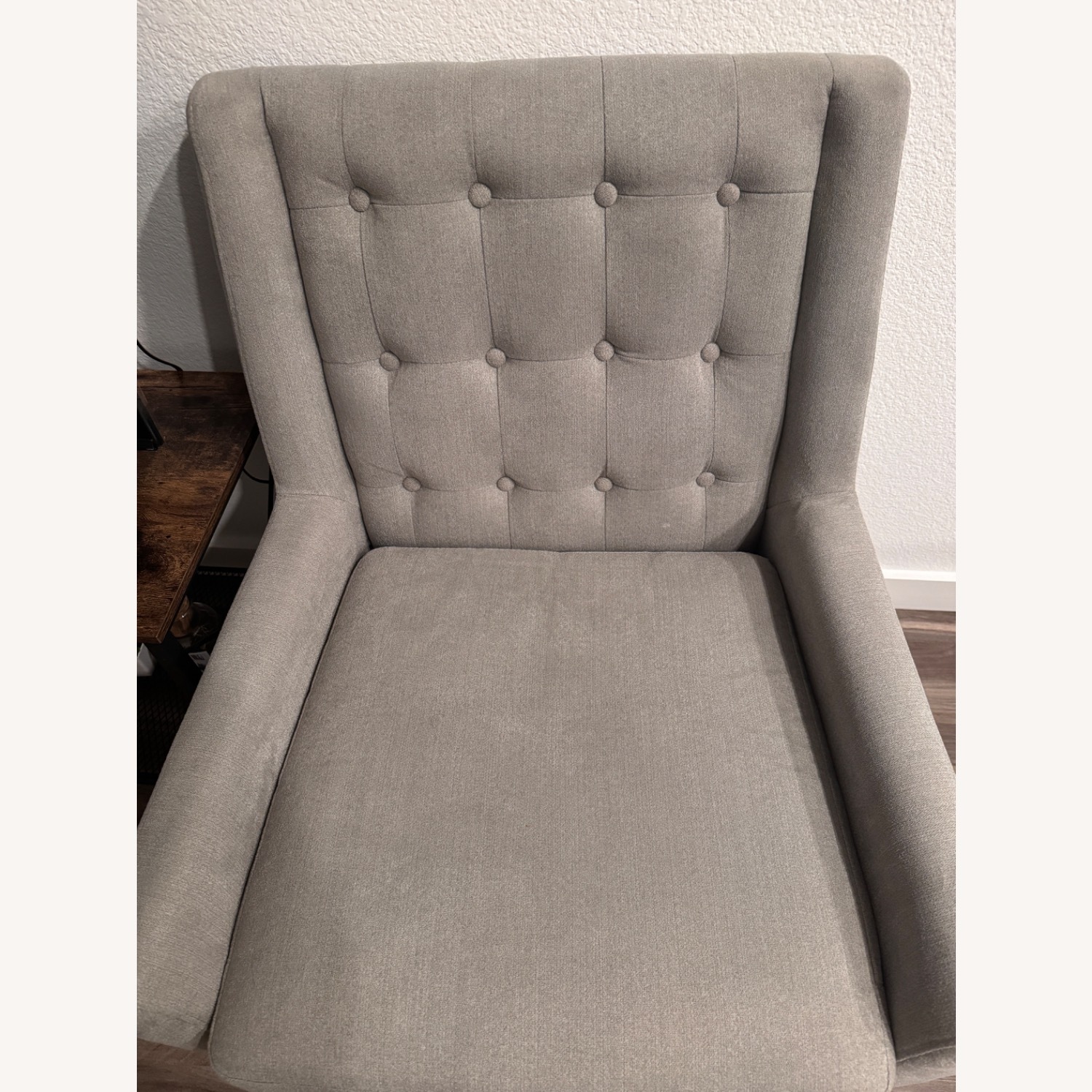 Light Gray Fabric Armchair - image-4