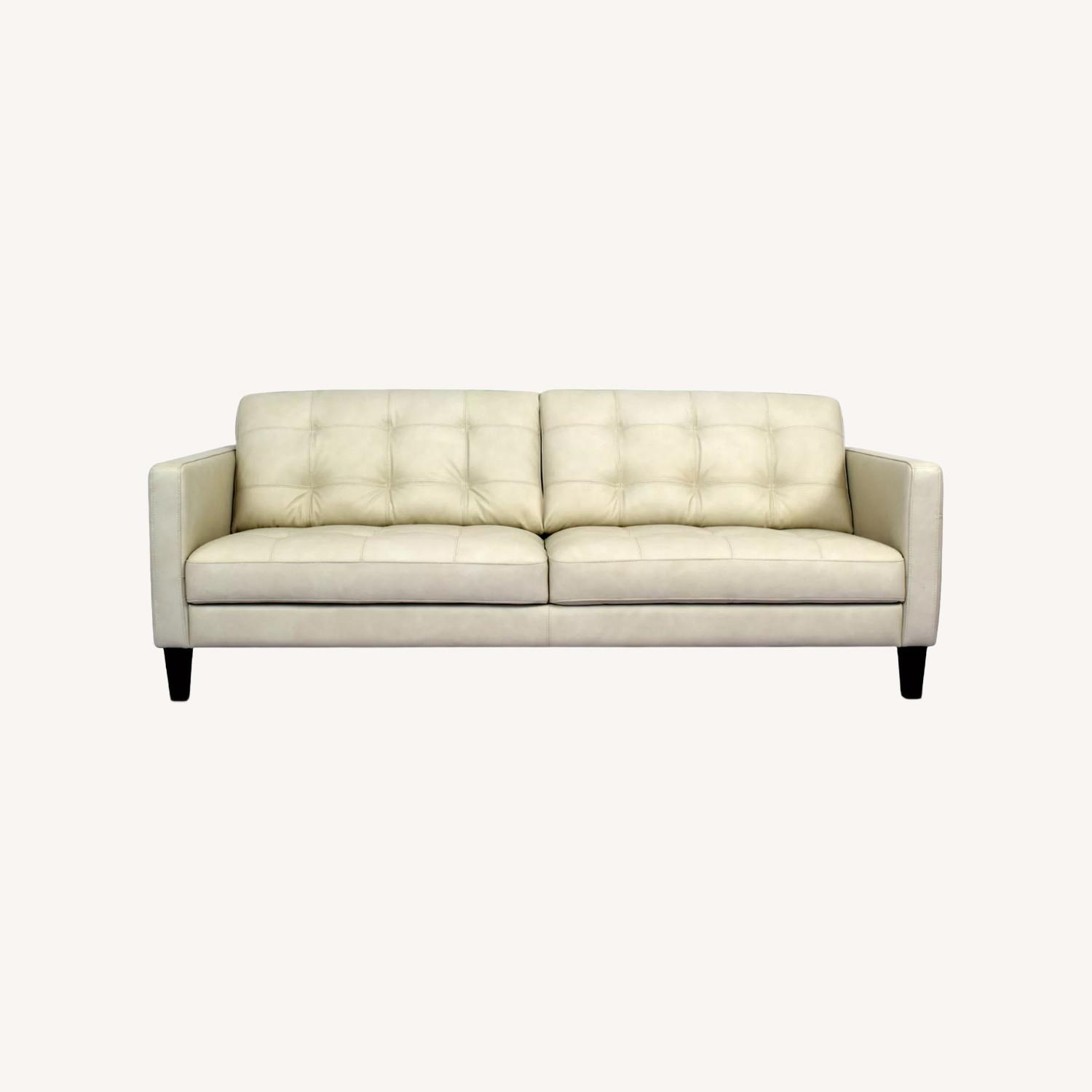 Ivory Leather Couch - image-0