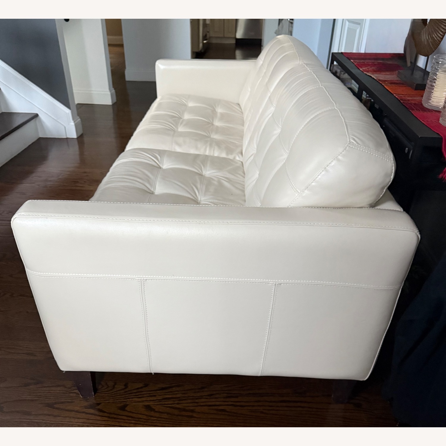 Ivory Leather Couch - image-2