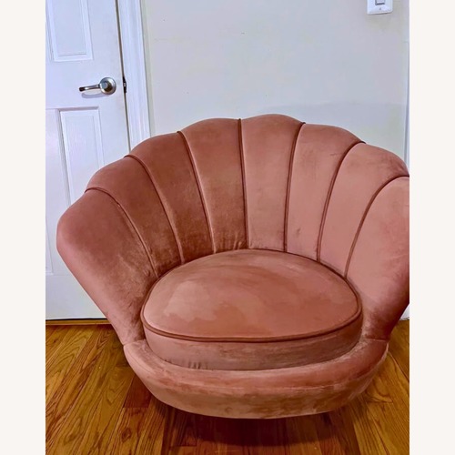 Used  Liv Dusty Rose Velvet Scalloped Chair for sale on AptDeco