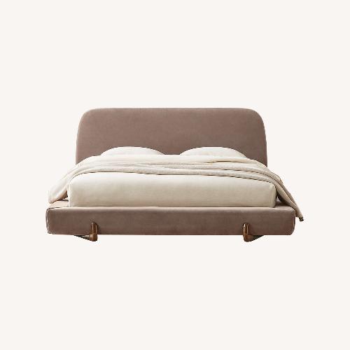 Used CB2 Stivale Dark Gray Velvet Queen Bed for sale on AptDeco