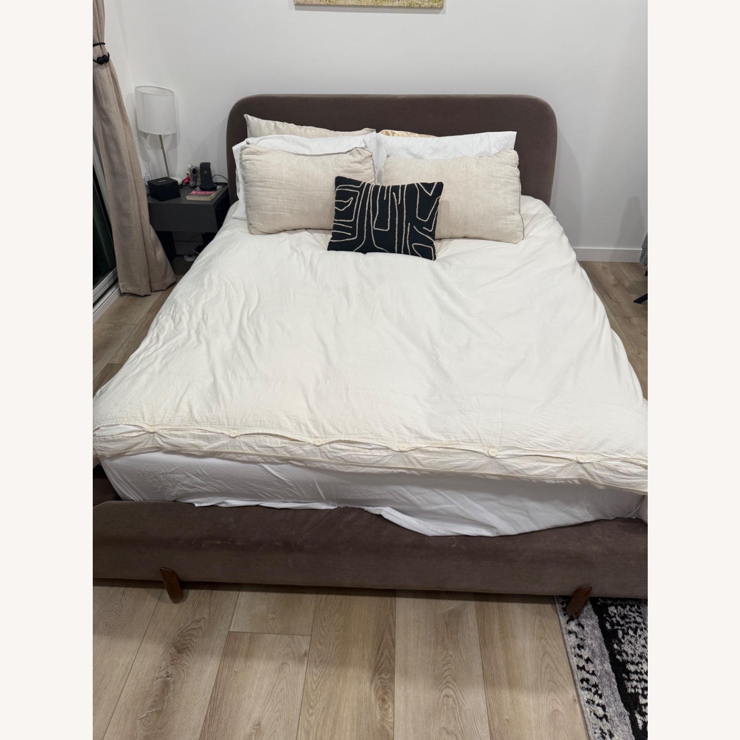 CB2 Stivale Dark Gray Velvet Queen Bed - image-4