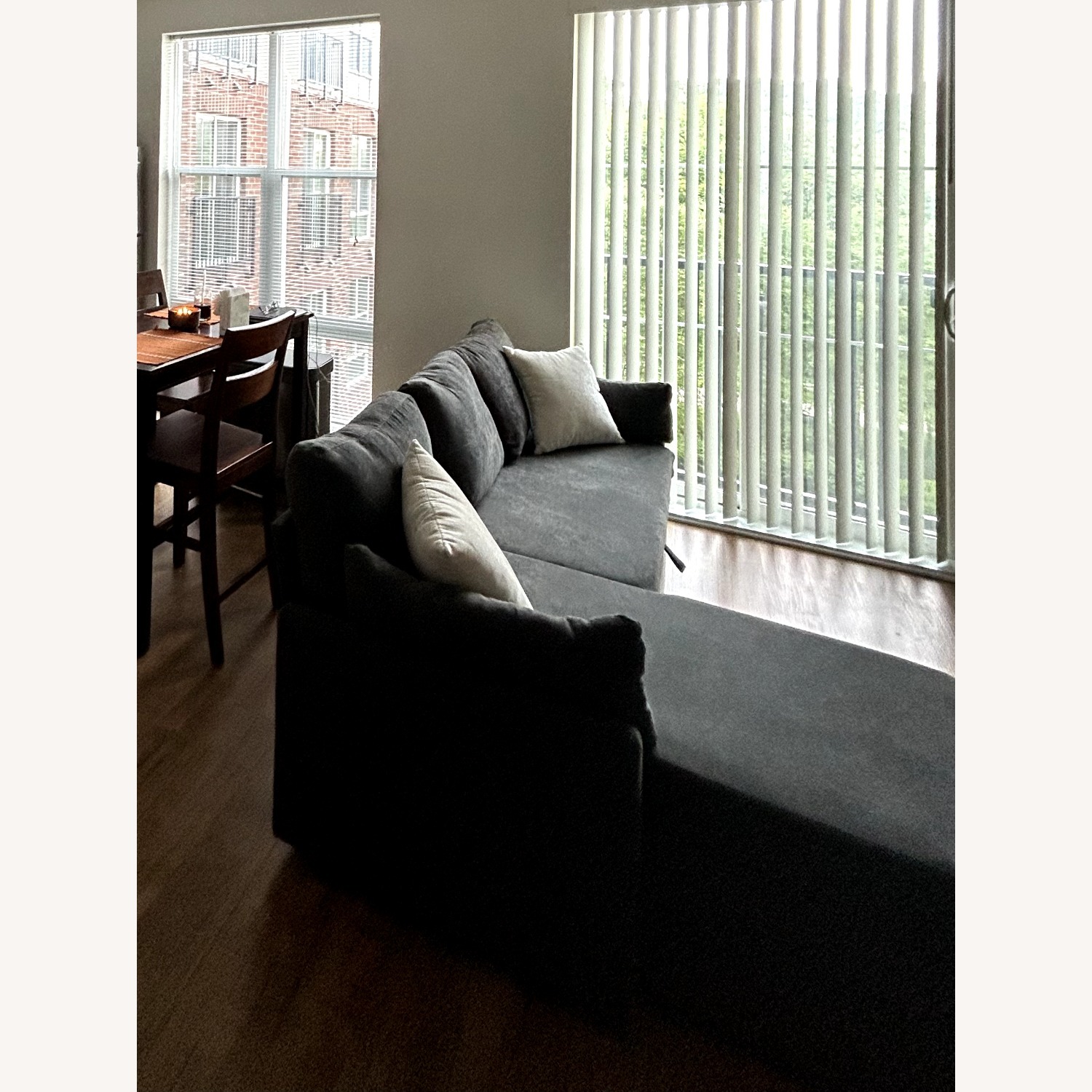 Walmart Dark Gray Linen 2 Piece Sectional - image-3