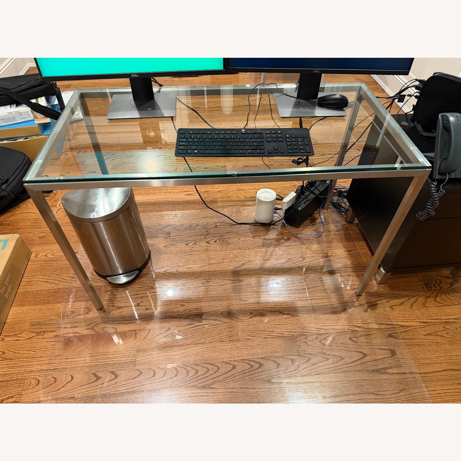 Room & Board Parsons Silver Glass Desk - image-2