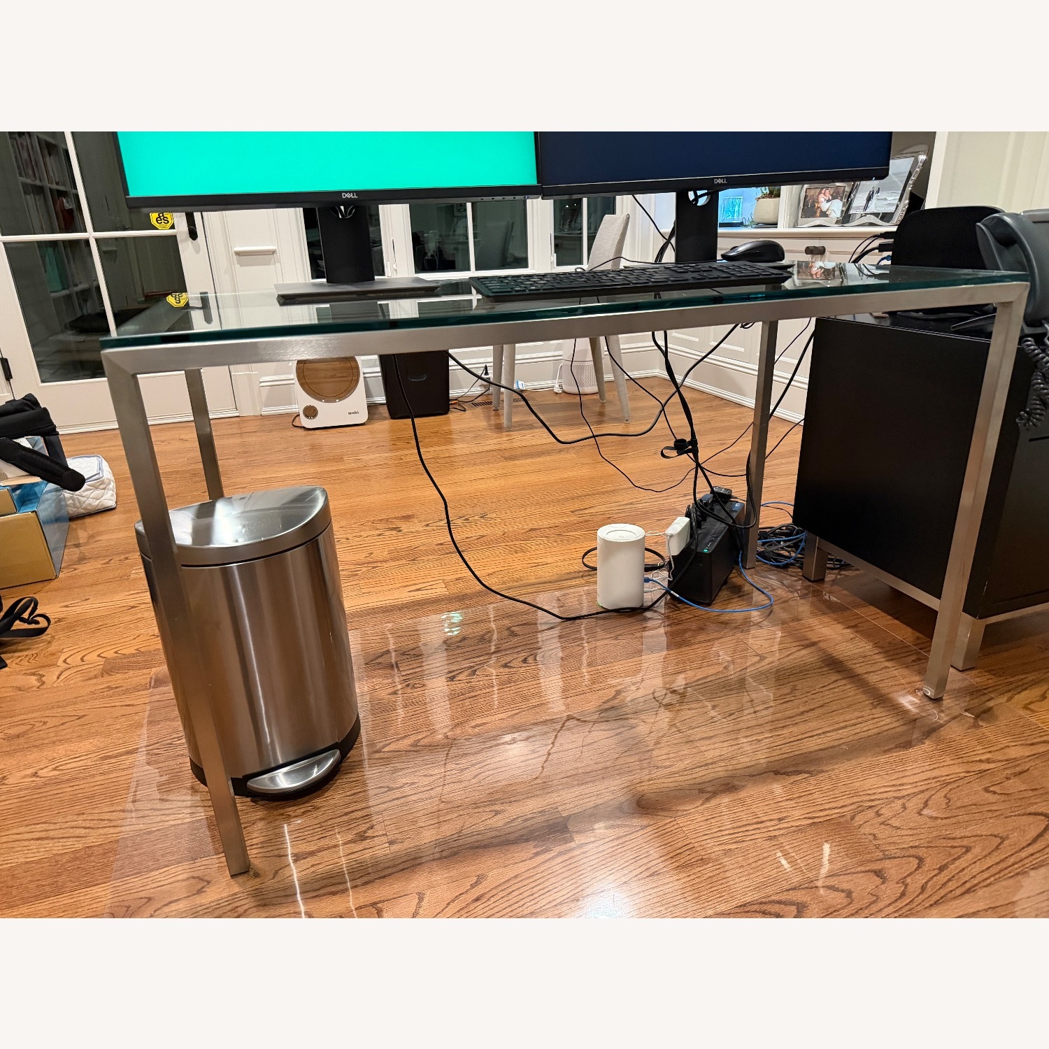 Room & Board Parsons Silver Glass Desk - image-3