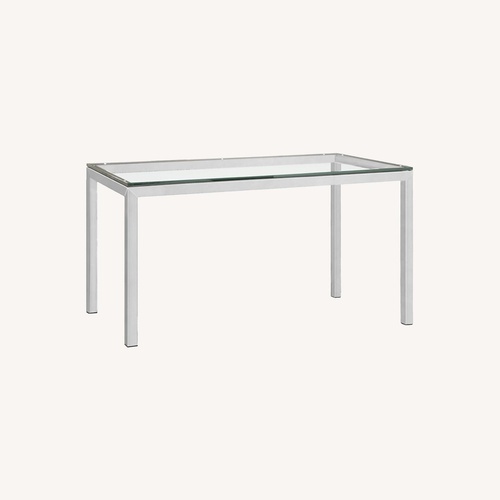 Used Room & Board Parsons Silver Glass Desk for sale on AptDeco
