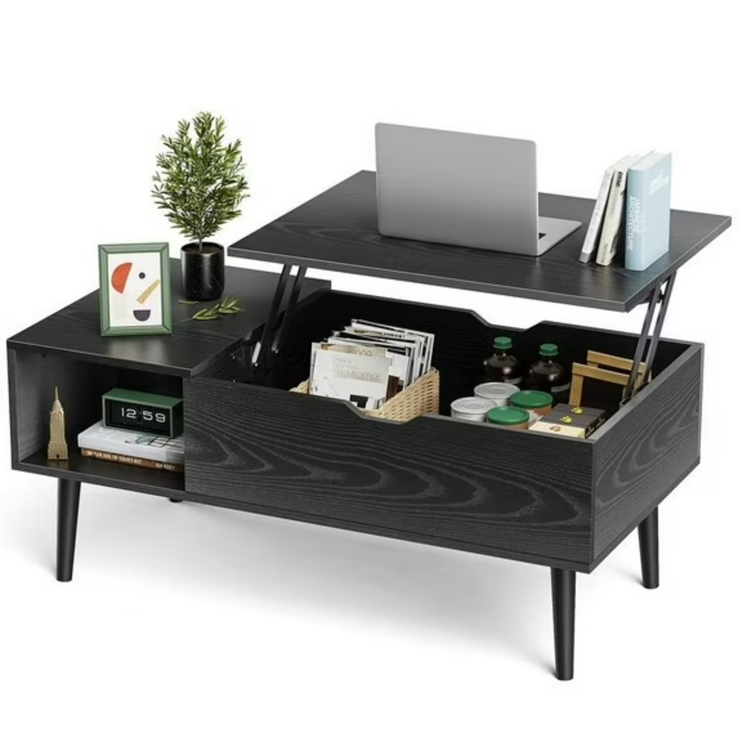 Walmart Black Wood Coffee Table - image-0