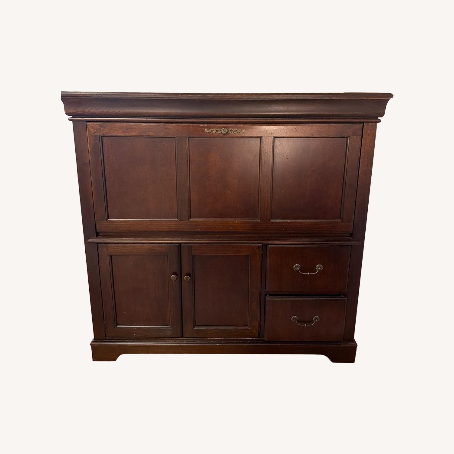 Brown Wood Desk/Storage Unit - image-0