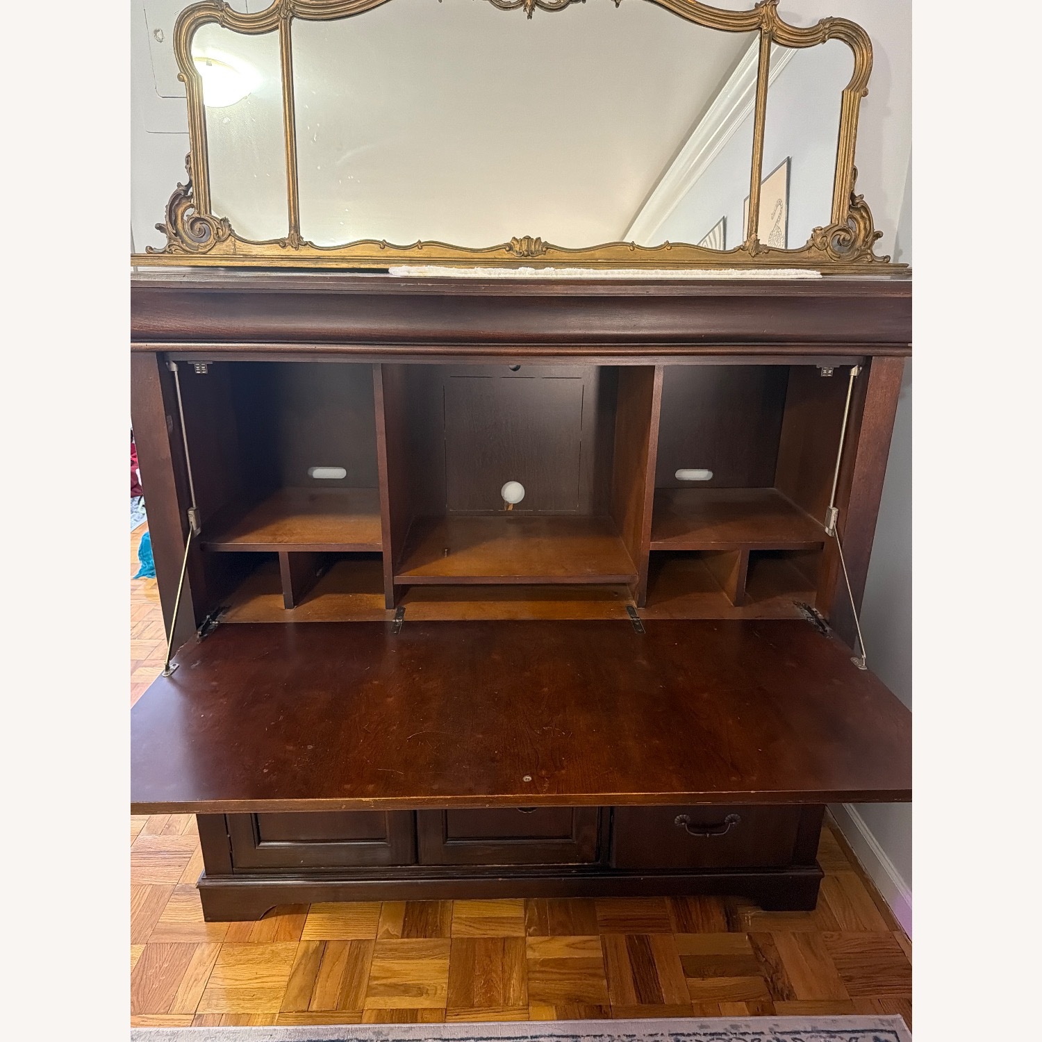 Brown Wood Desk/Storage Unit - image-4