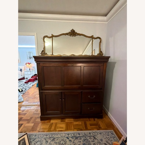 Used Brown Wood Desk/Storage Unit for sale on AptDeco