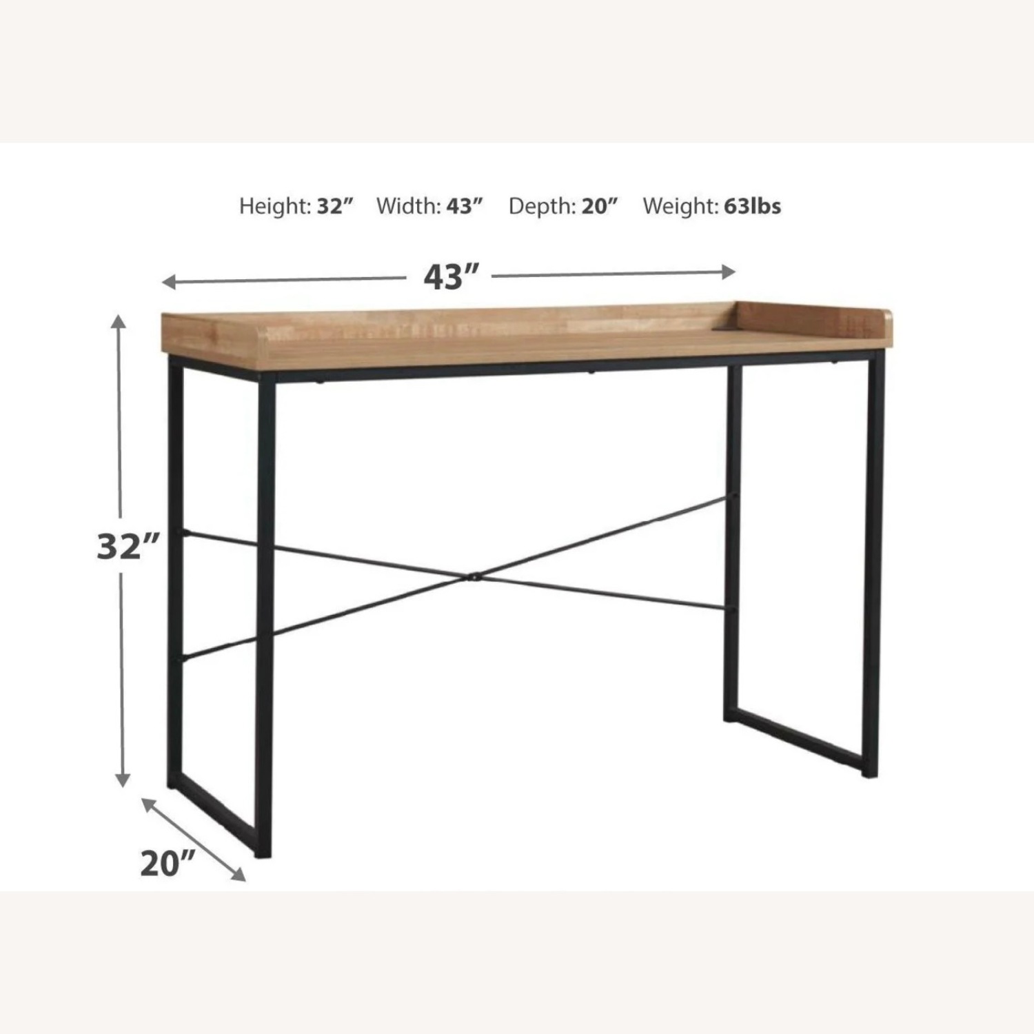 Light Brown Home Office Wood Desk - image-4
