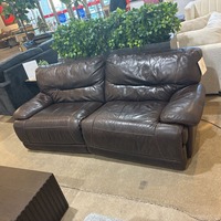 Leather Electric Reclining Sofa Brown