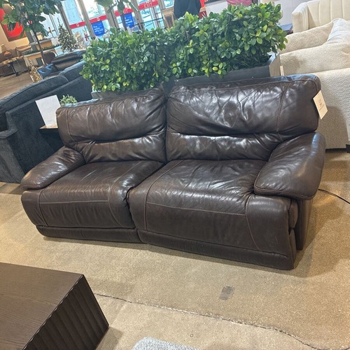 Used Leather Electric Reclining Sofa Brown for sale on AptDeco