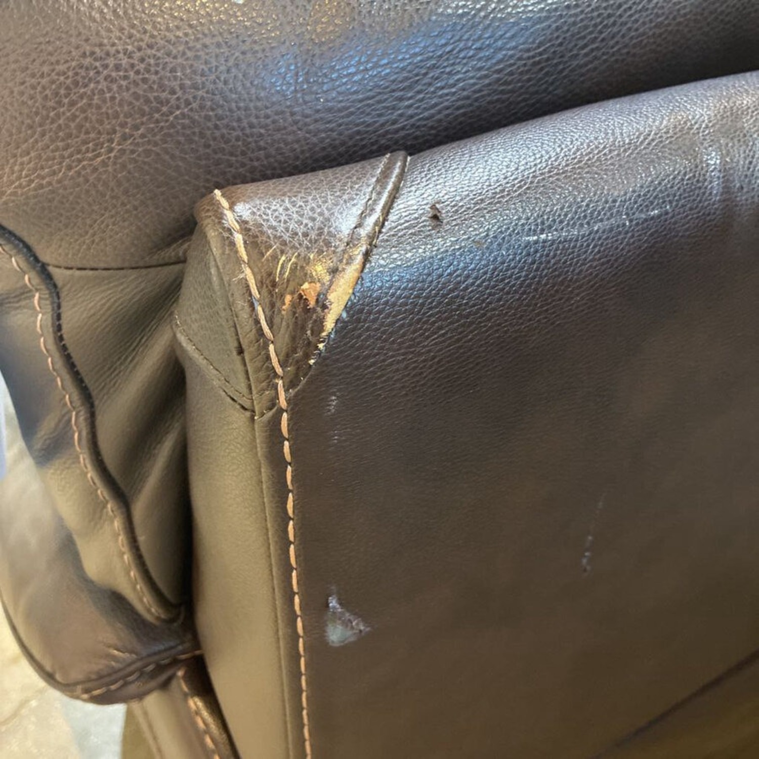 Leather Electric Reclining Sofa Brown - image-9