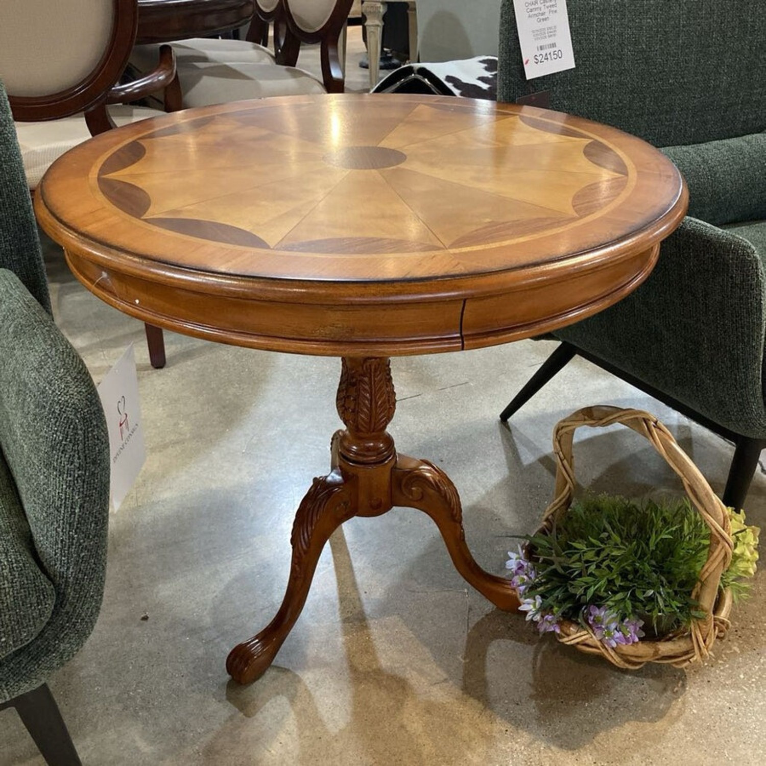 Carissa Pie-Cut Top Pedestal Foyer Side Table - image-2