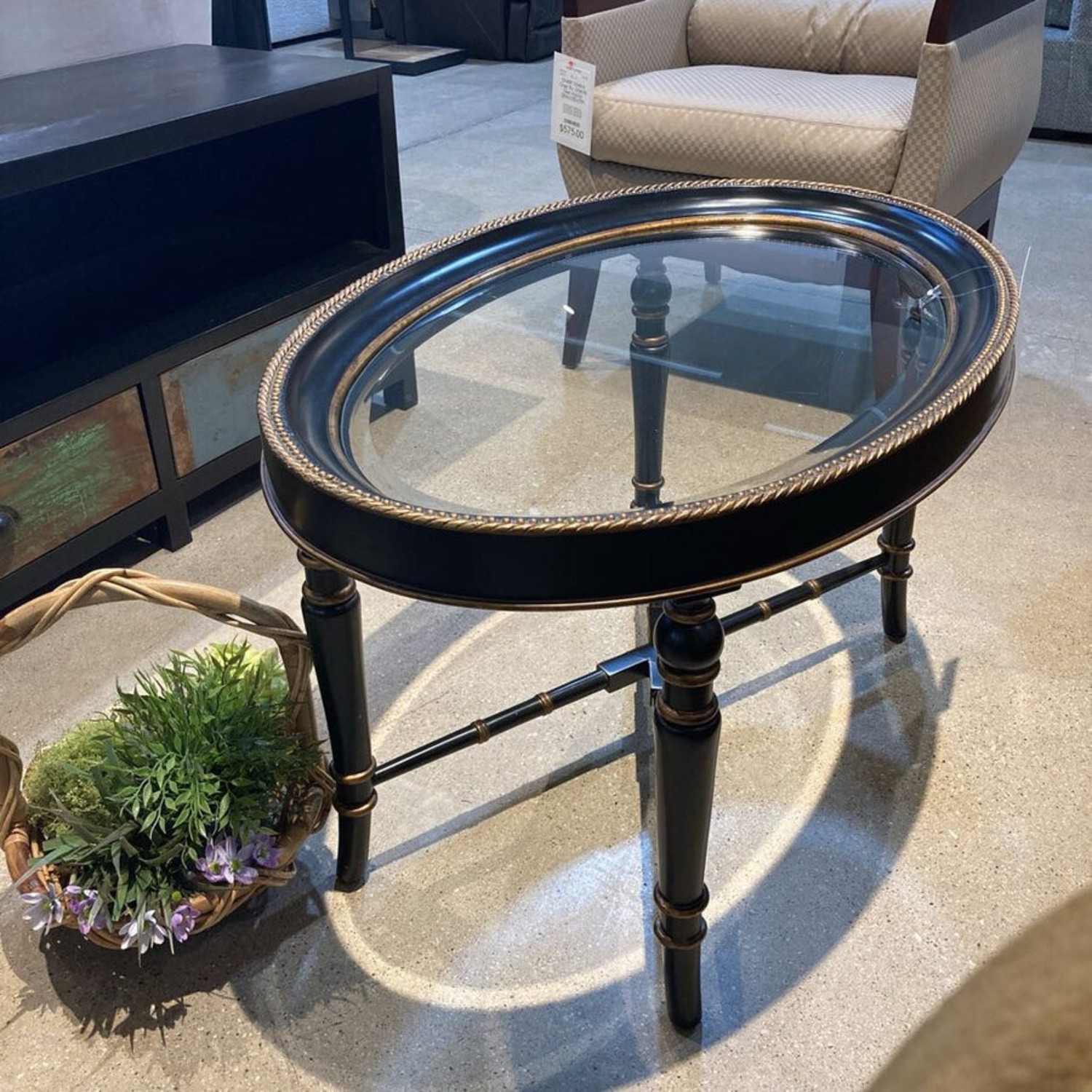 Mindi Antique Oval Coffee Table - image-7