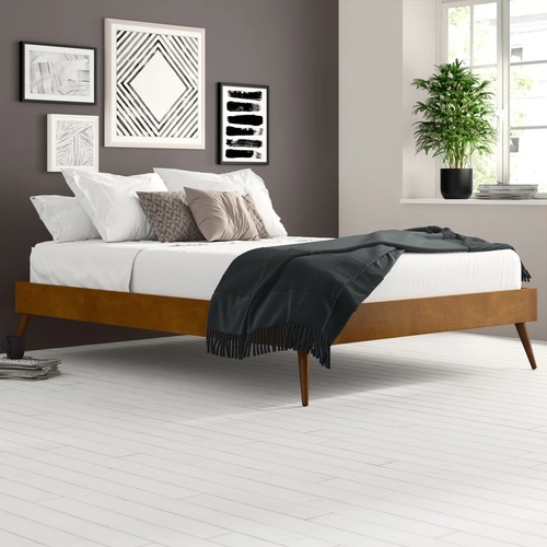 Used Wayfair Dark Brown Wood Full Bed for sale on AptDeco