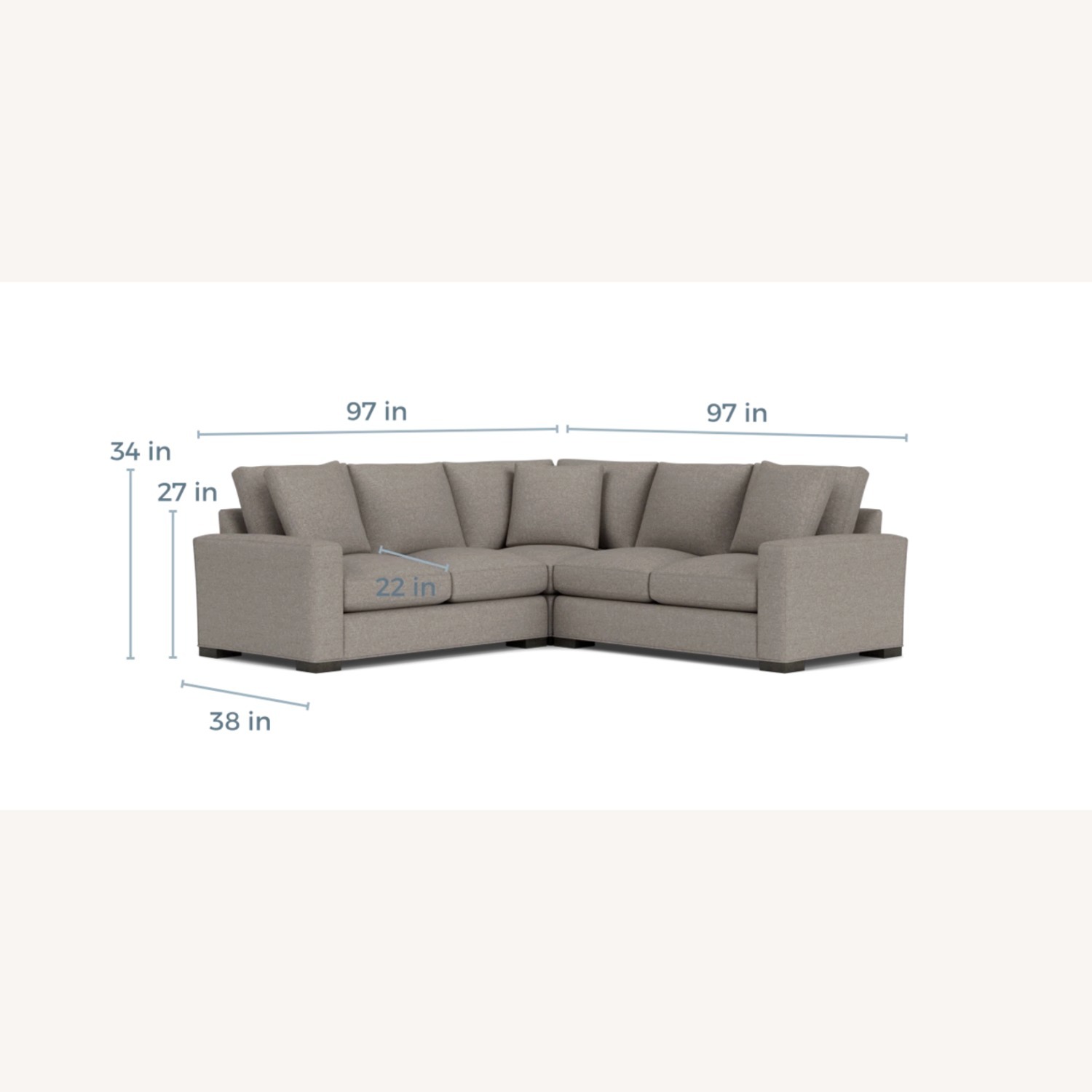 Room & Board Metro Light Gray Fabric 3+ Piece Sectional - image-3