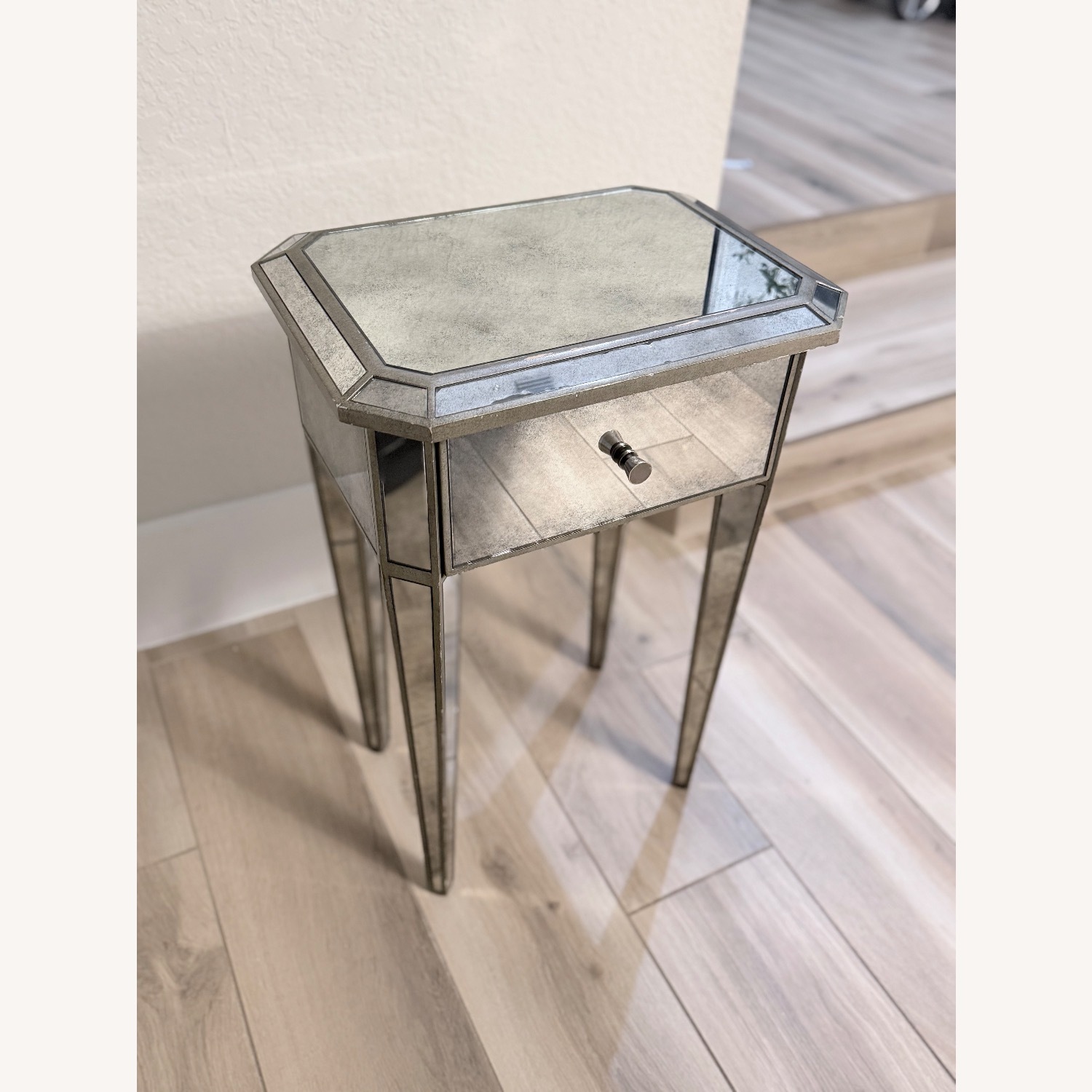 Restoration Hardware Ava Silver Glass Side Table - image-3