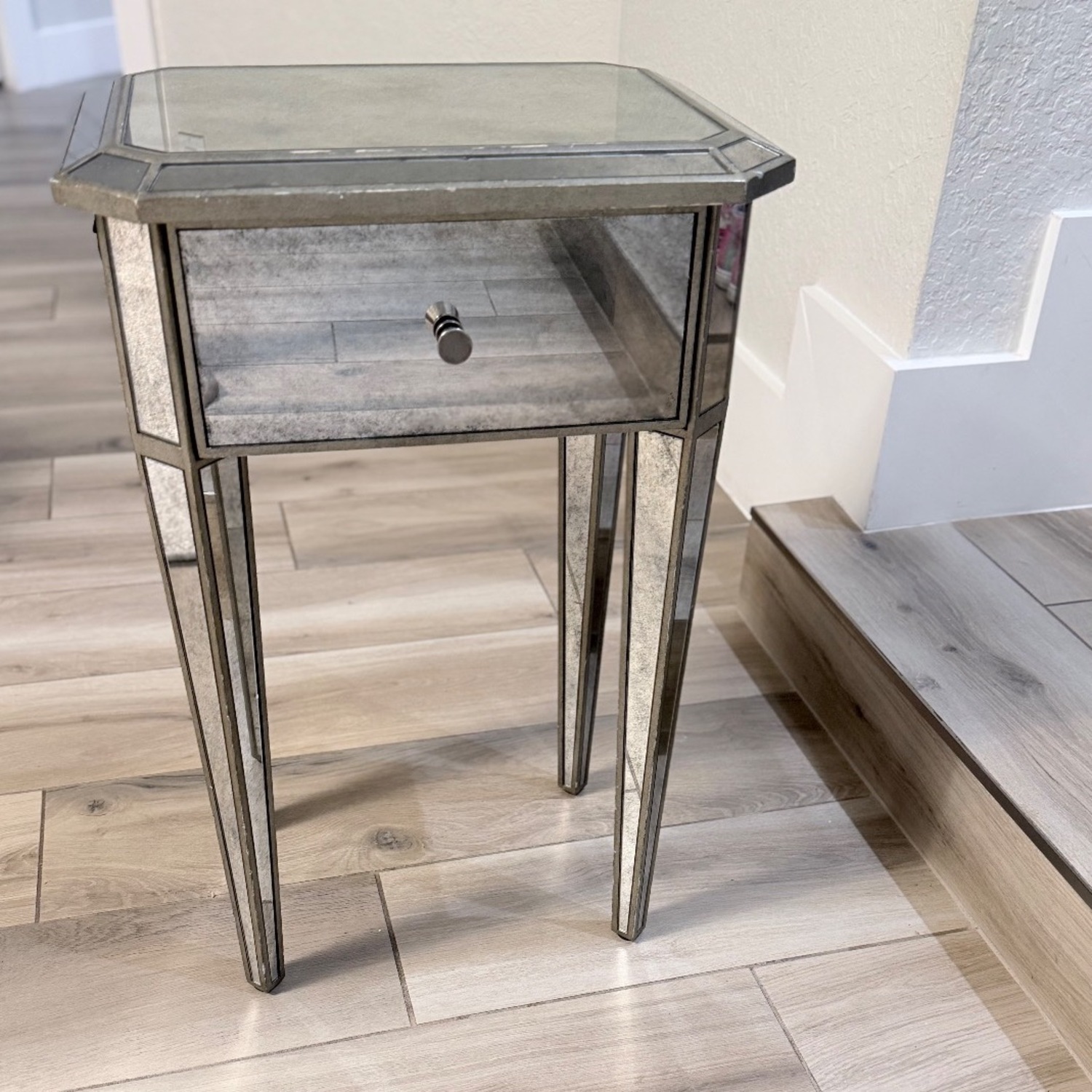 Restoration Hardware Ava Silver Glass Side Table - image-1