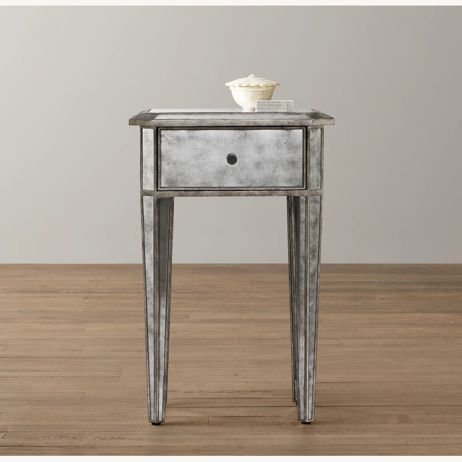Restoration Hardware Ava Silver Glass Side Table - image-0