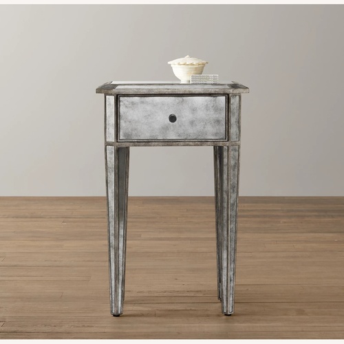 Used Restoration Hardware Ava Silver Glass Side Table for sale on AptDeco