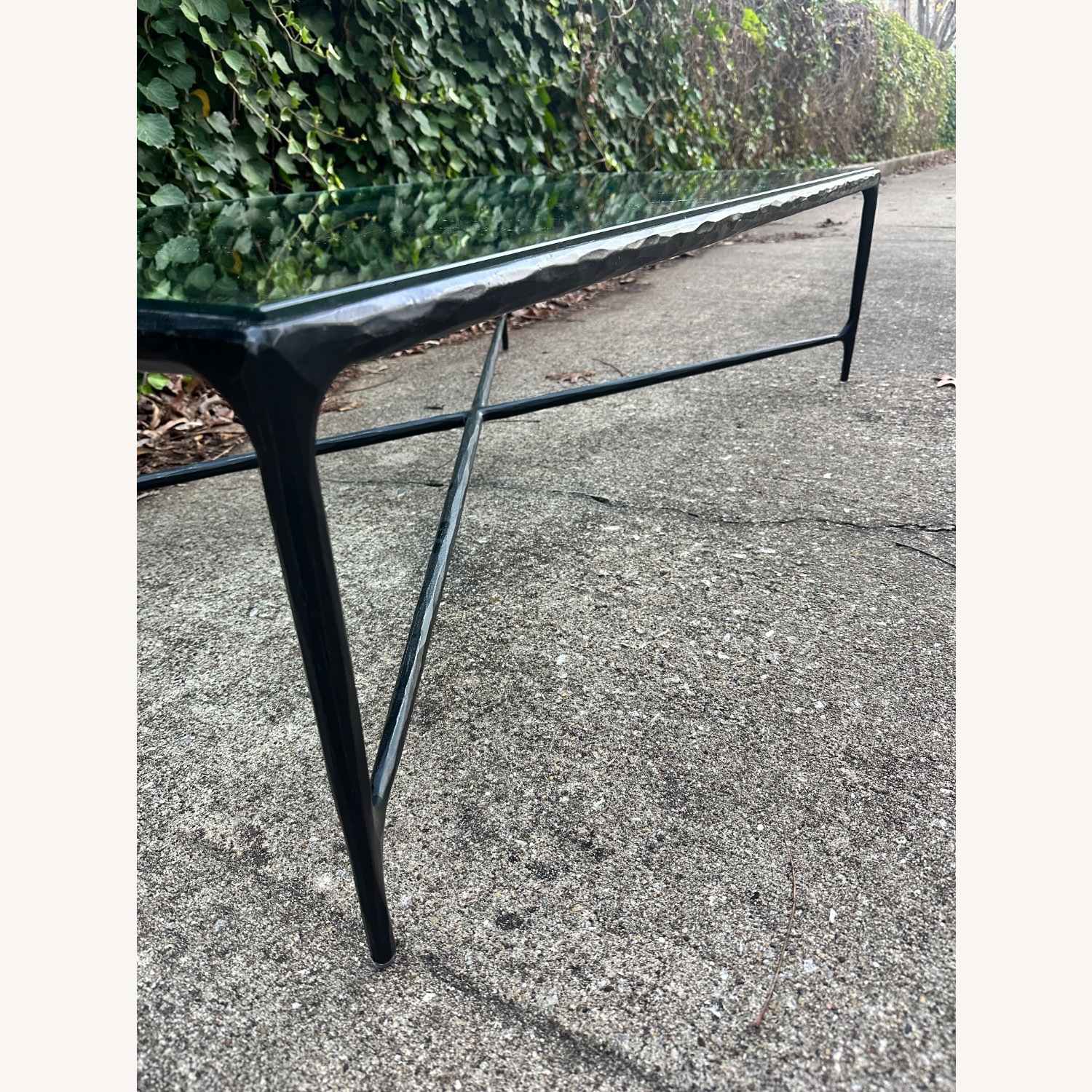 Restoration Hardware Thaddeus Black Glass Bronze Table - image-8