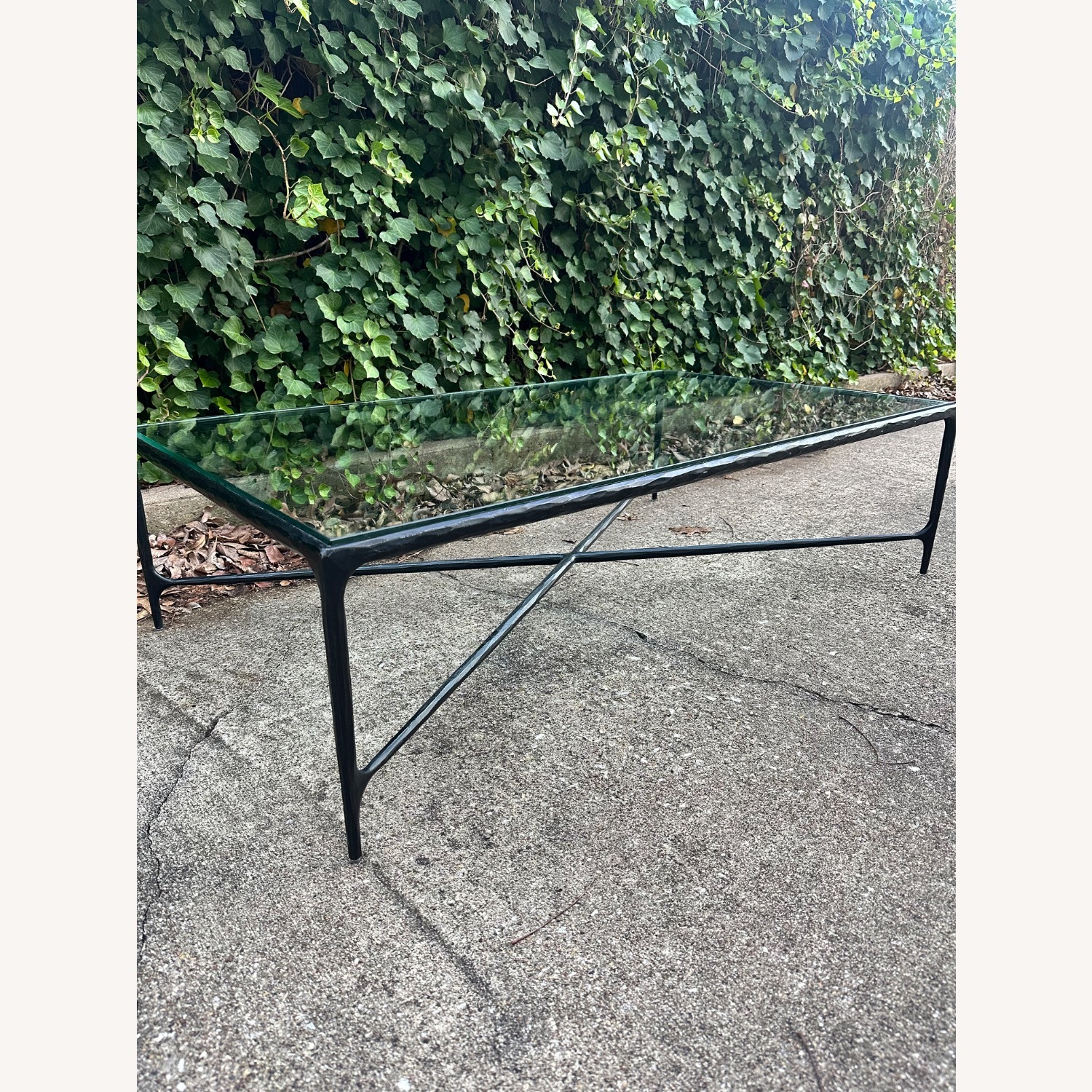 Restoration Hardware Thaddeus Black Glass Bronze Table - image-5