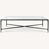 Restoration Hardware Thaddeus Black Glass Bronze Table